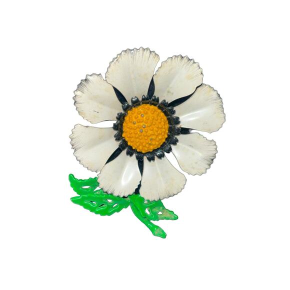 Vintage Floral Daisy Pin Retro 70’s Brooch - Picture 1 of 8